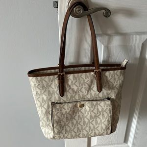 Michael Kors White/Brown Handbag